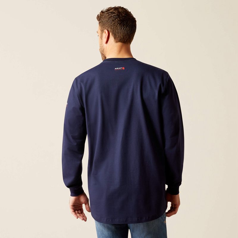 Navy Ariat Fr Pima T-Shirt | 81MZOHFAN