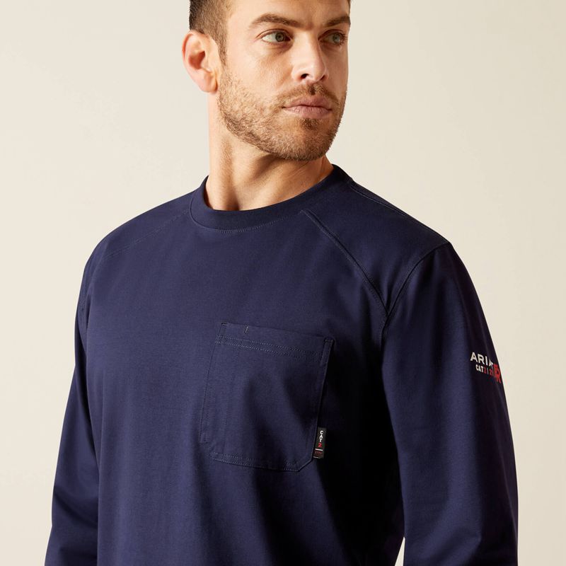 Navy Ariat Fr Pima T-Shirt | 81MZOHFAN