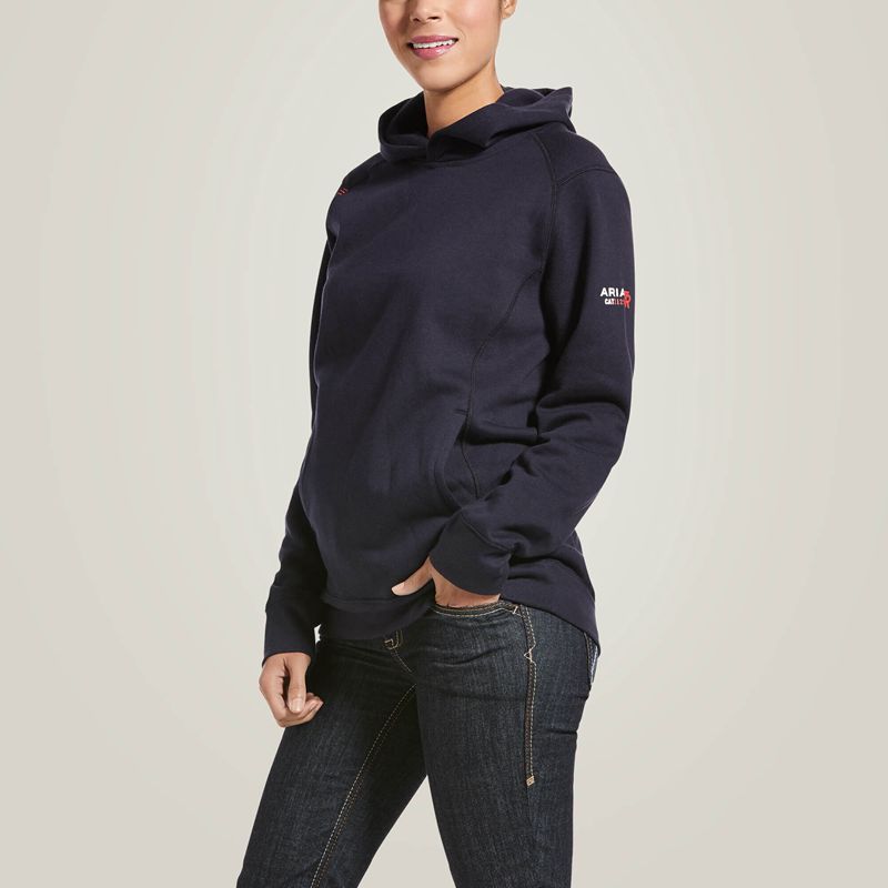 Navy Ariat Fr Rev Pullover Hoodie | 07ZKWLPIF