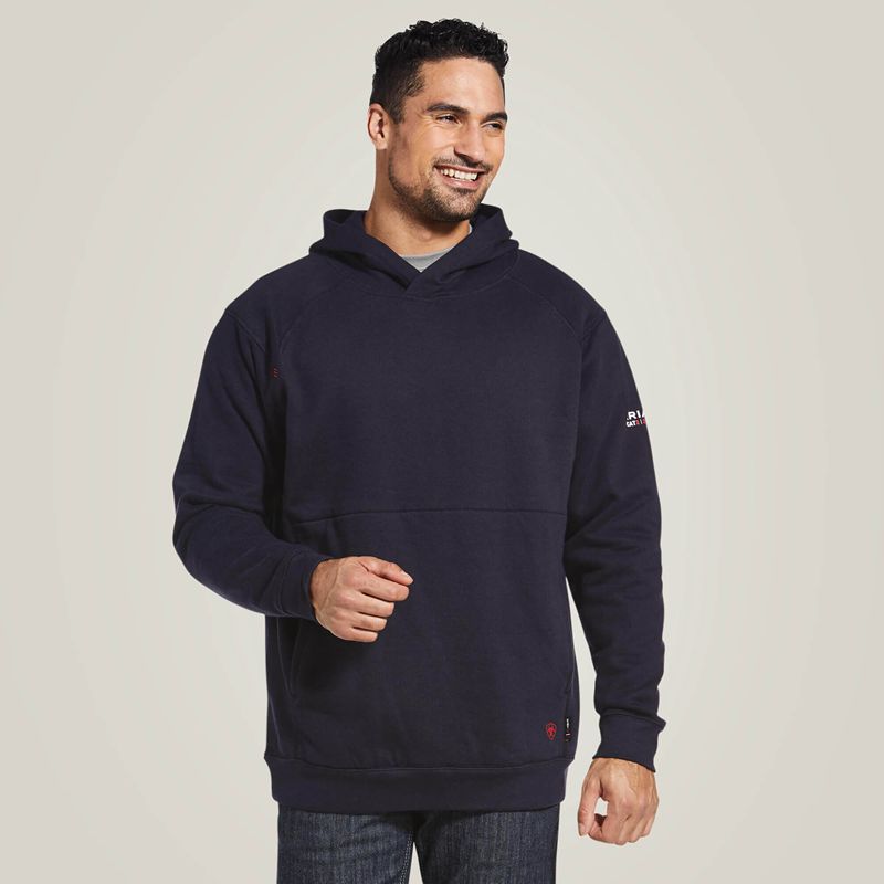 Navy Ariat Fr Rev Pullover Hoodie | 28KUQTMSJ