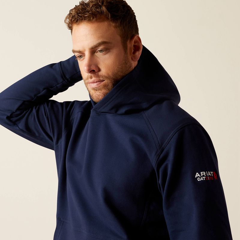 Navy Ariat Fr Solid Hoodie | 18QLSVNIH