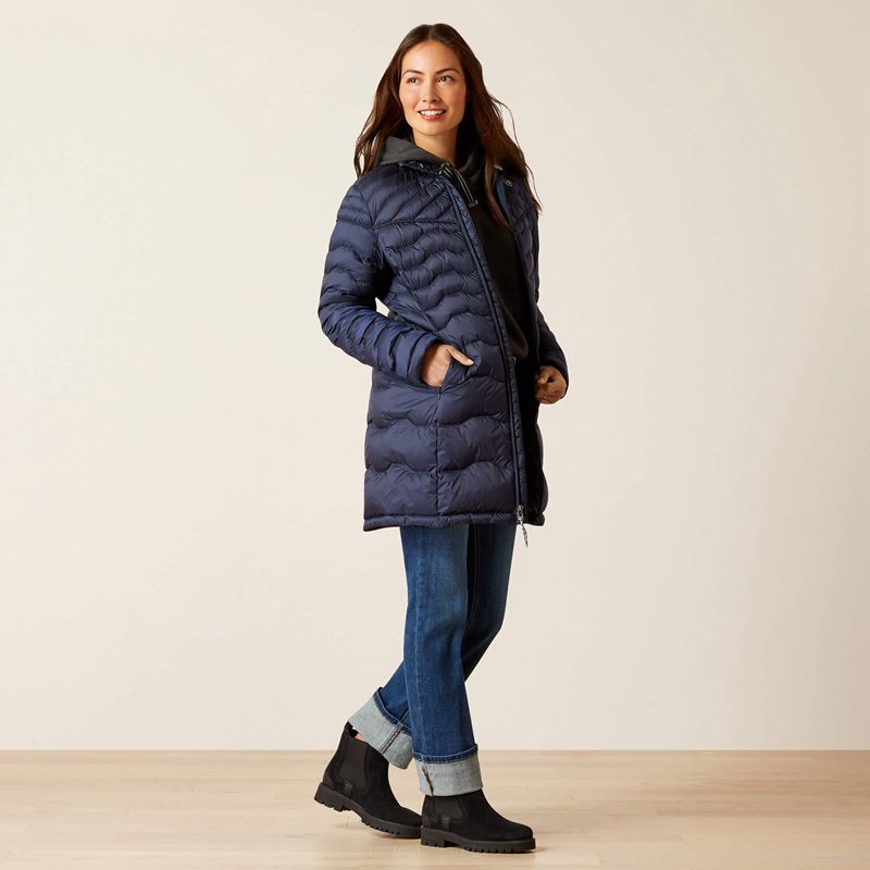 Navy Ariat Ideal Down Coat | 65MLRPUOI