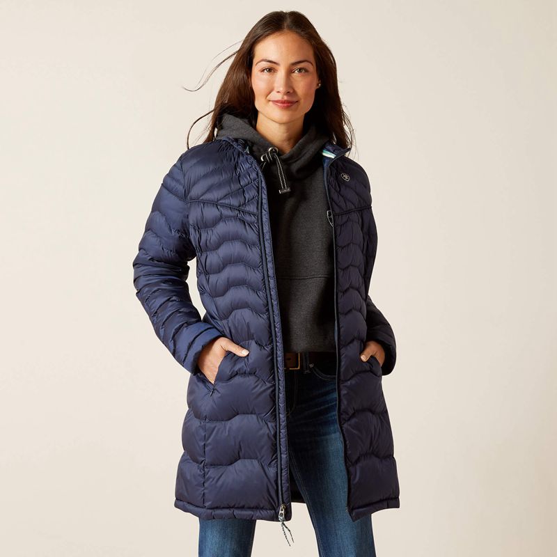 Navy Ariat Ideal Down Coat | 65MLRPUOI