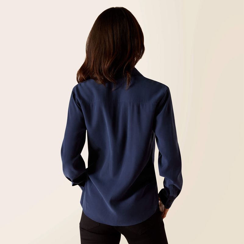 Navy Ariat Larkspur Blouse | 30BICXVEQ