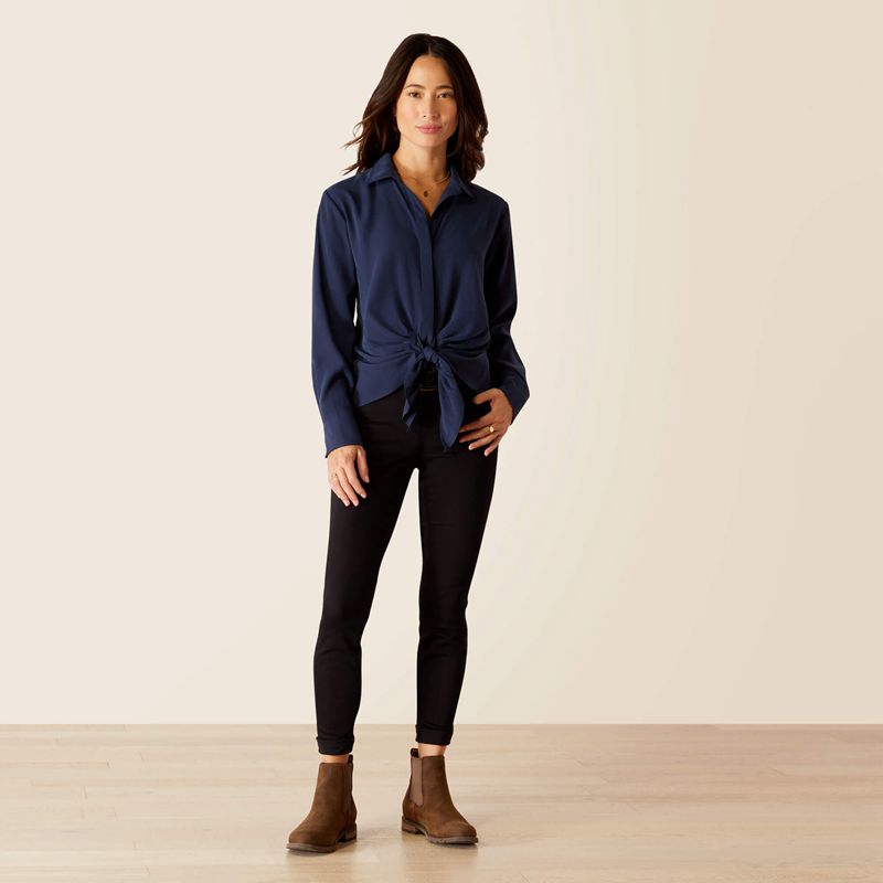 Navy Ariat Larkspur Blouse | 30BICXVEQ