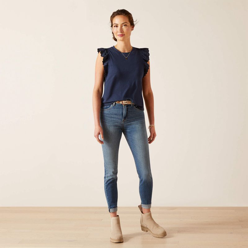 Navy Ariat Ludlow Top | 50IRAZTDQ