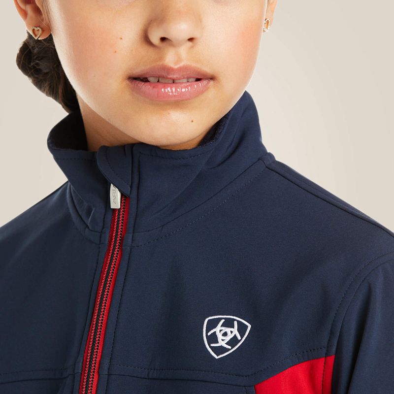 Navy Ariat New Team Softshell Jacket | 89YLGDQIH