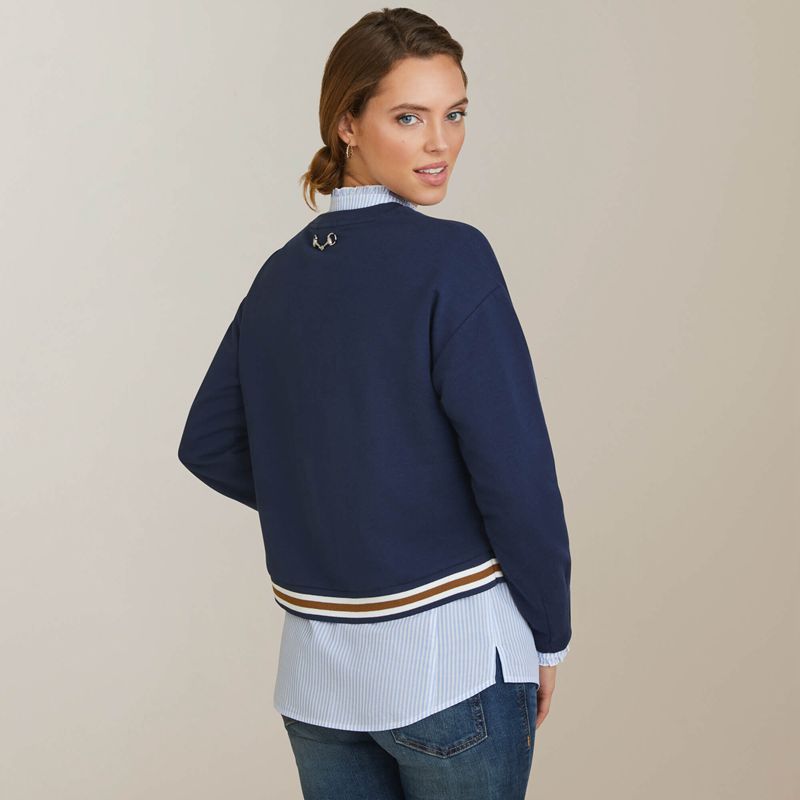 Navy Ariat Pacifica Sweatshirt | 29OKGPNRE