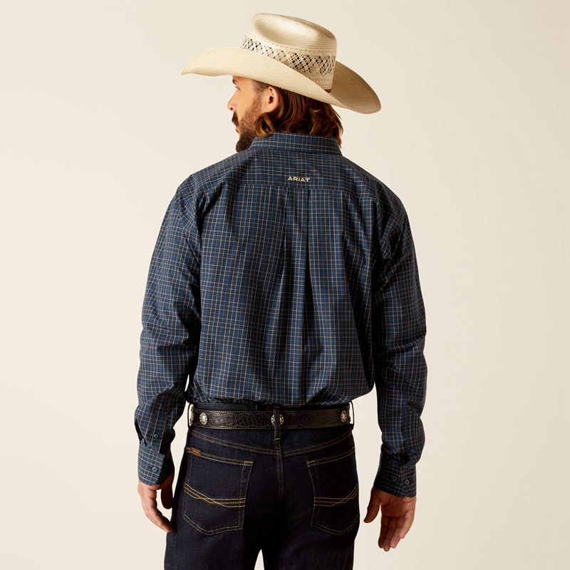 Navy Ariat Pro Series Pharell Classic Fit Shirt | 73RLSQTJA