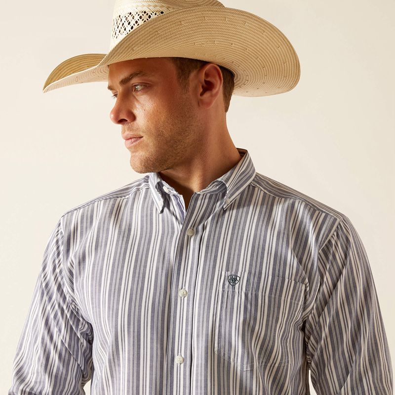 Navy Ariat Pro Series Ross Classic Fit Shirt | 65KBLVOTS