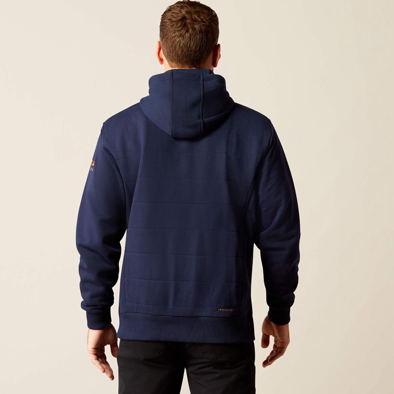 Navy Ariat Rebar All-Weather Insulated Full Zip Hoodie | 87JZBOFQS