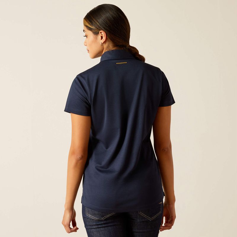 Navy Ariat Rebar Foreman Polo | 49QJUFLGA