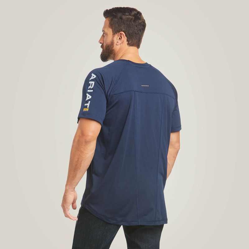 Navy Ariat Rebar Heat Fighter T-Shirt | 24ANMBSDC