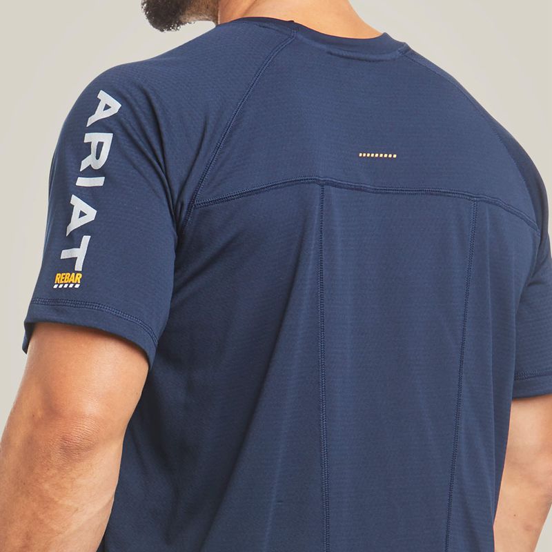 Navy Ariat Rebar Heat Fighter T-Shirt | 24ANMBSDC