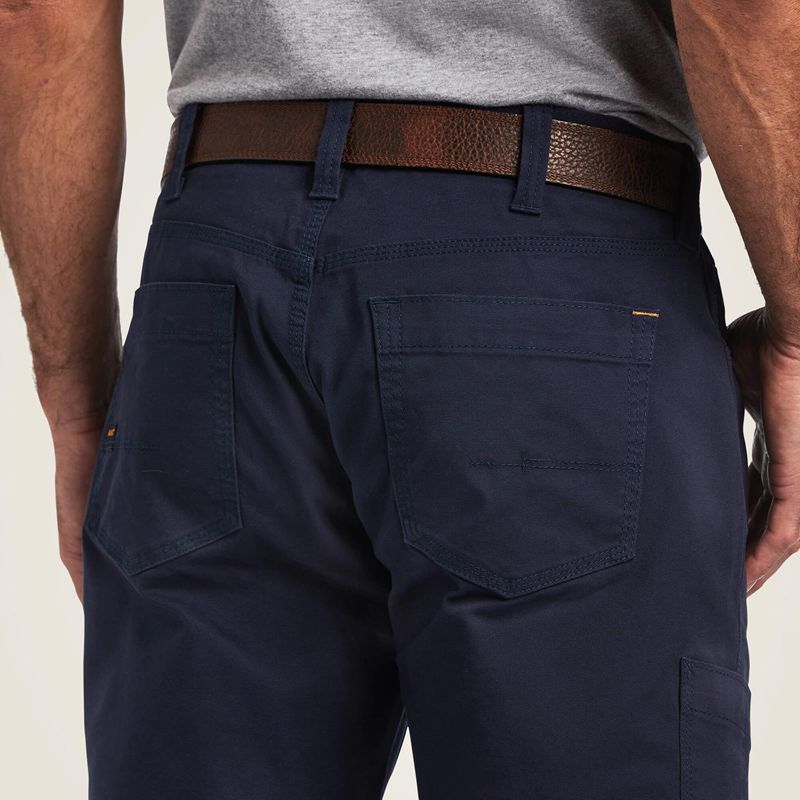 Navy Ariat Rebar M4 Low Rise Durastretch Made Tough Stackable Straight Leg Pant | 80SYHCLME