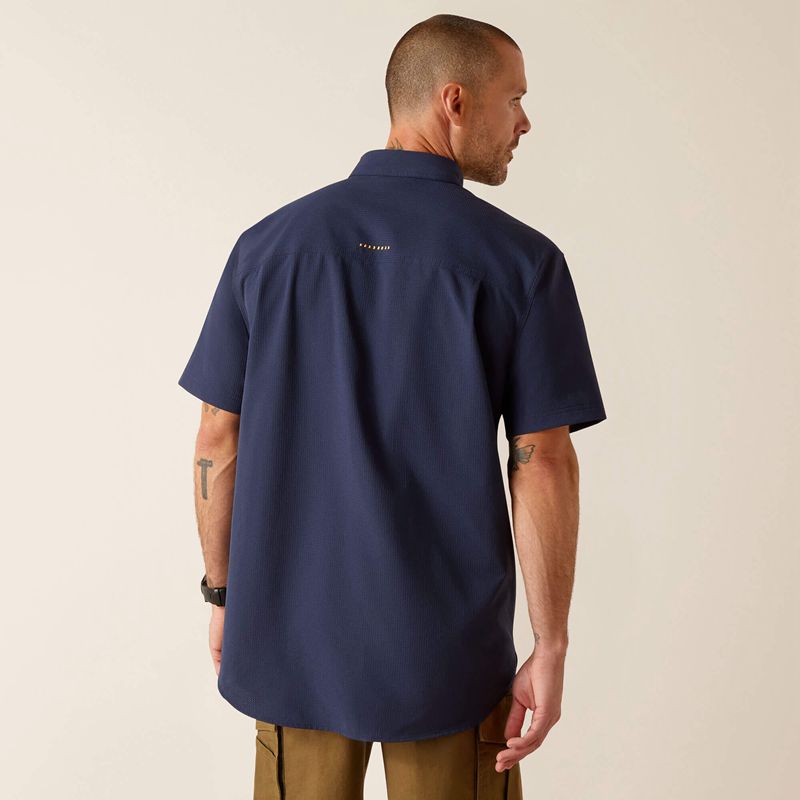 Navy Ariat Rebar Made Tough 360 Airflow Work Shirt | 62RTDFUAI