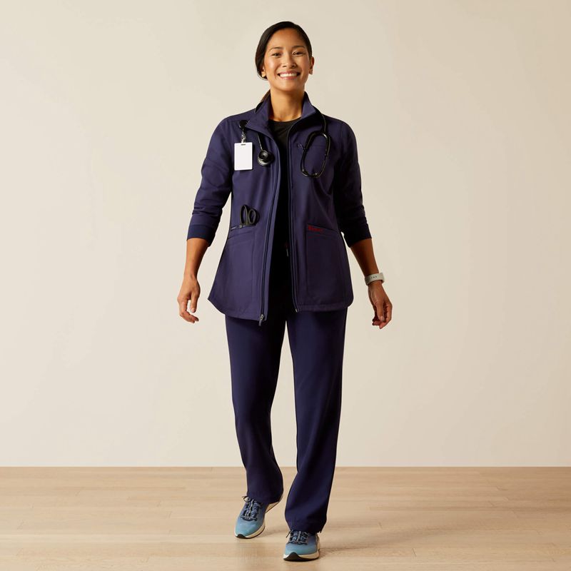 Navy Ariat Rosalyn Utility Scrub Jacket | 70JNMSIYL