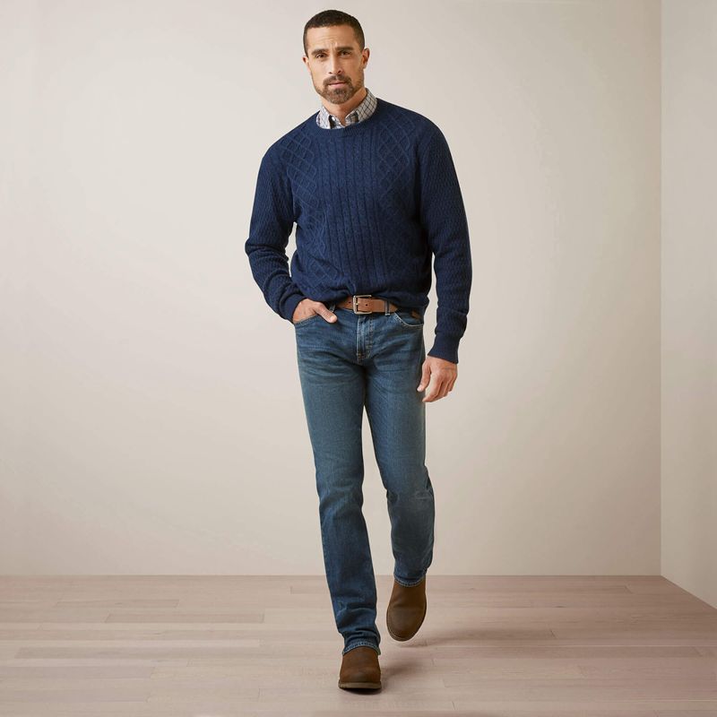 Navy Ariat Ross Sweater | 97KESDGVM