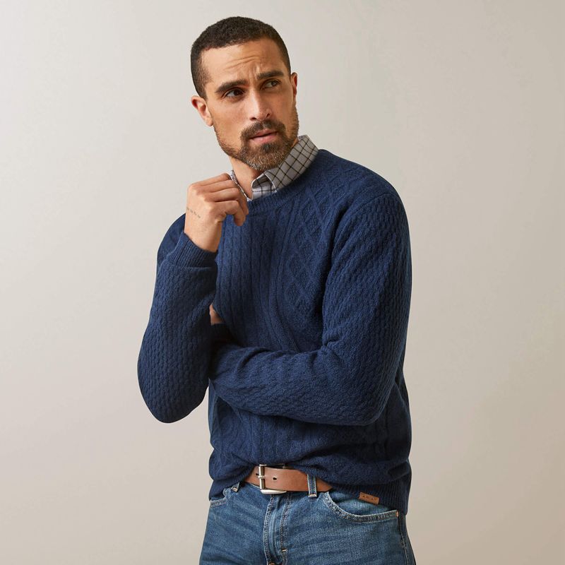 Navy Ariat Ross Sweater | 97KESDGVM