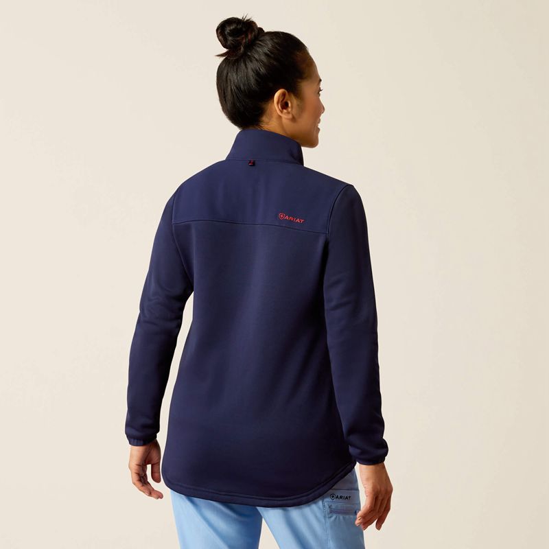 Navy Ariat Sina Fleece Scrub Jacket | 81KDSOTMQ