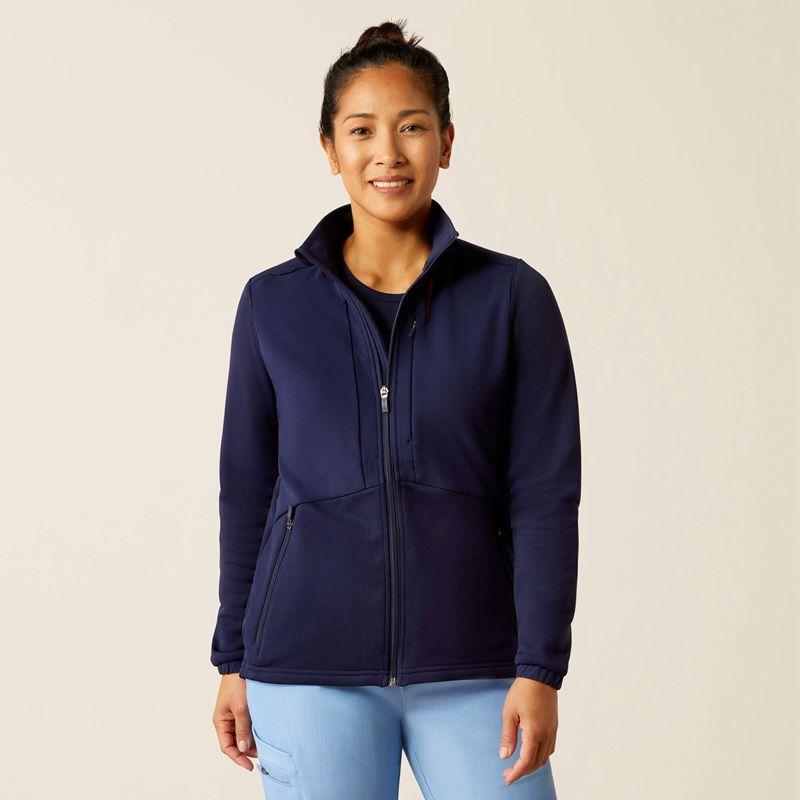 Navy Ariat Sina Fleece Scrub Jacket | 81KDSOTMQ