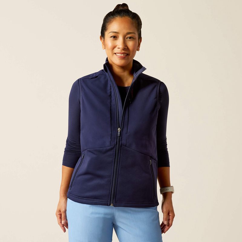 Navy Ariat Sina Fleece Scrub Vest | 38LATOZUD