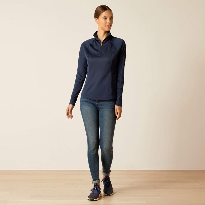 Navy Ariat Sunstopper 3.0 1/4 Zip Baselayer | 06LVUKIDS