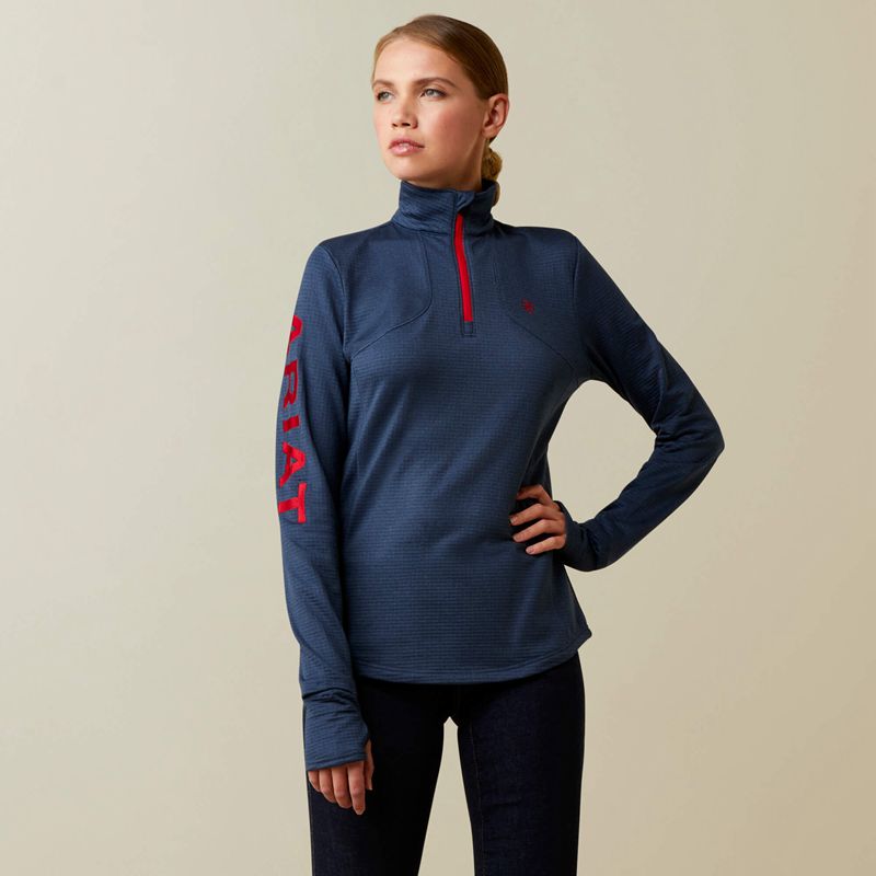 Navy Ariat Team Gridwork 1/4 Zip Baselayer | 26MXNSOYL