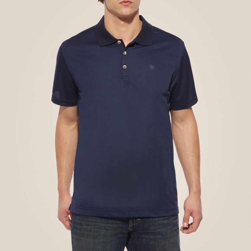 Navy Ariat Tek Polo | 56VMUHCXJ