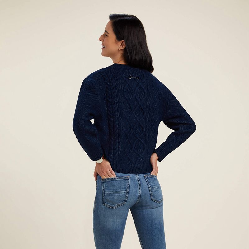 Navy Ariat Winter Quarter Sweater | 73GMEQATL