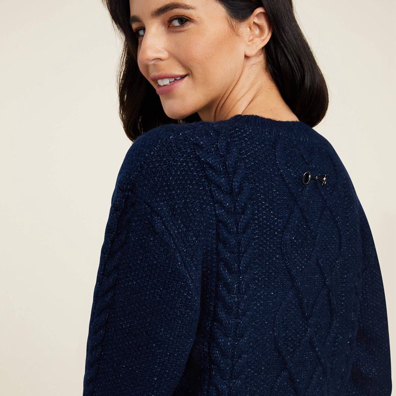 Navy Ariat Winter Quarter Sweater | 73GMEQATL