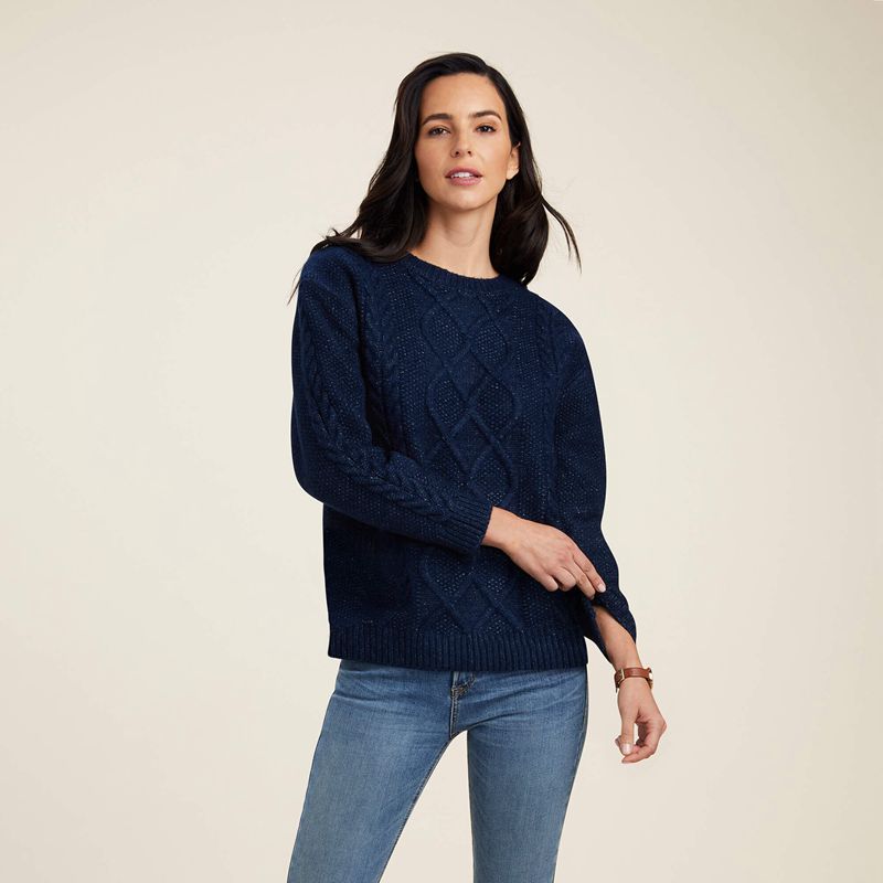 Navy Ariat Winter Quarter Sweater | 73GMEQATL