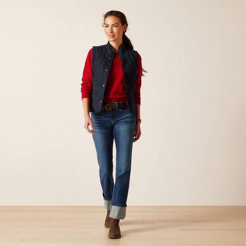 Navy Ariat Woodside Vest | 83ZSFOMWB