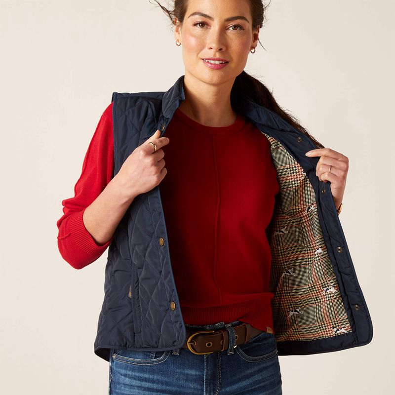 Navy Ariat Woodside Vest | 83ZSFOMWB