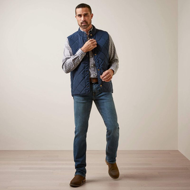 Navy Ariat Woodside Vest | 92NMJPCUX