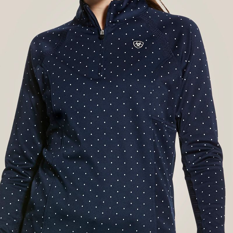 Navy Dot Ariat Sunstopper 2.0 1/4 Zip Baselayer | 80IYMCHDX