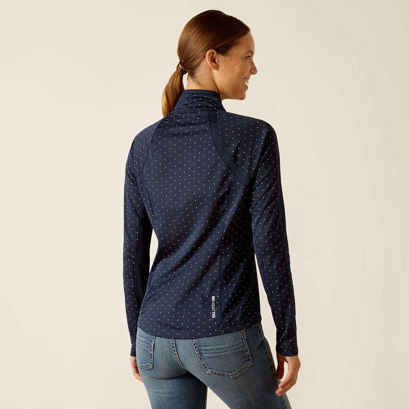 Navy Dot Ariat Sunstopper 3.0 1/4 Zip Baselayer | 20ZSTKDUH