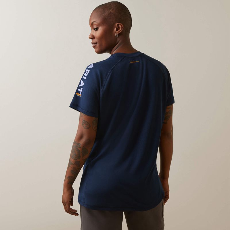 Navy/ Dusk Ariat Rebar Heat Fighter T-Shirt | 01UBDHKNI