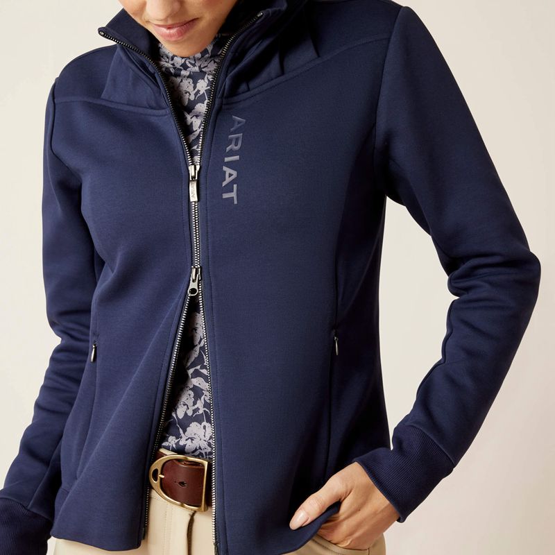 Navy Eclipse Ariat Bess Full Zip Sweatshirt | 83KYIWZJL