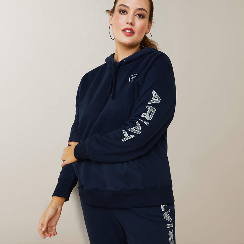 Navy Eclipse Ariat Logo Hoodie | 34QDCMAFV