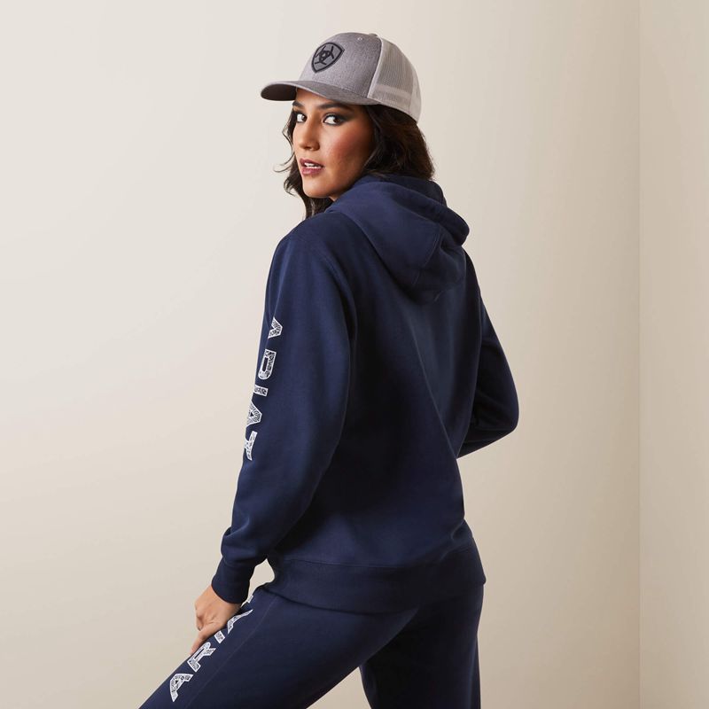 Navy Eclipse Ariat Logo Hoodie | 34QDCMAFV