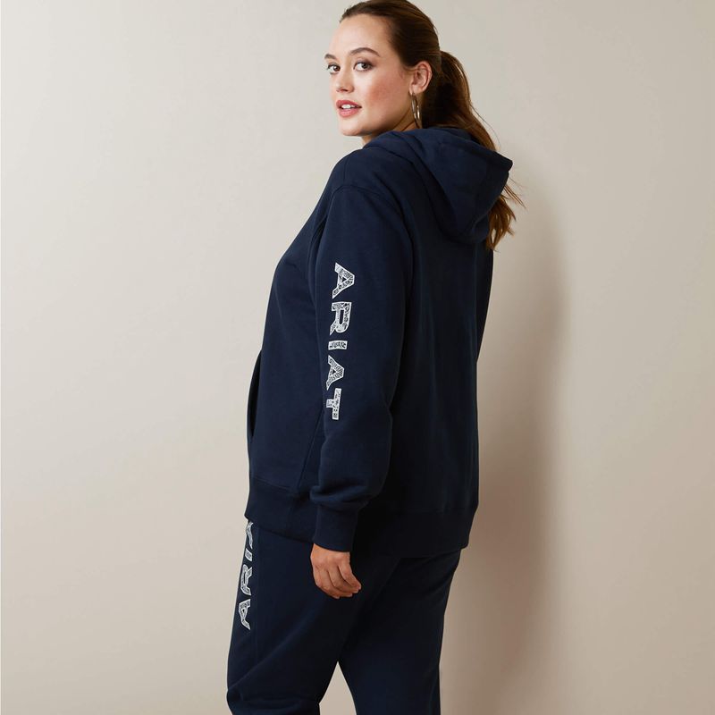 Navy Eclipse Ariat Logo Hoodie | 34QDCMAFV