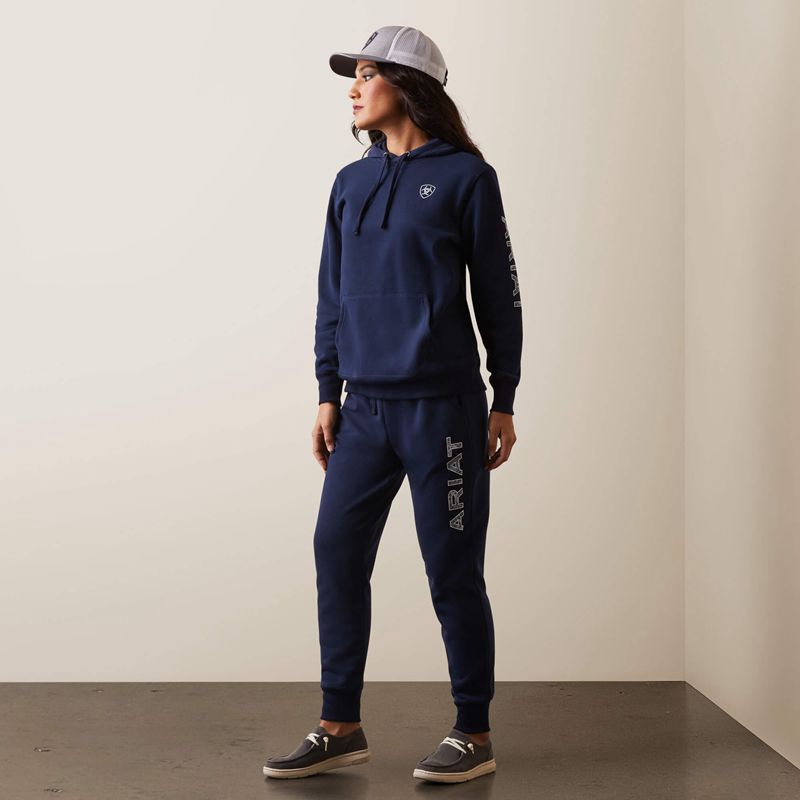 Navy Eclipse Ariat Logo Hoodie | 34QDCMAFV