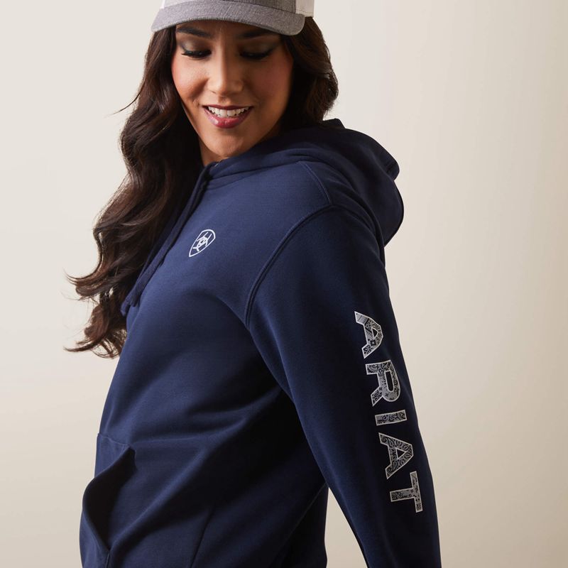 Navy Eclipse Ariat Logo Hoodie | 34QDCMAFV