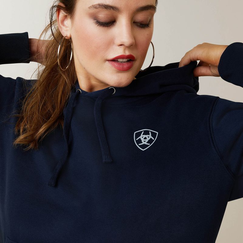 Navy Eclipse Ariat Logo Hoodie | 34QDCMAFV