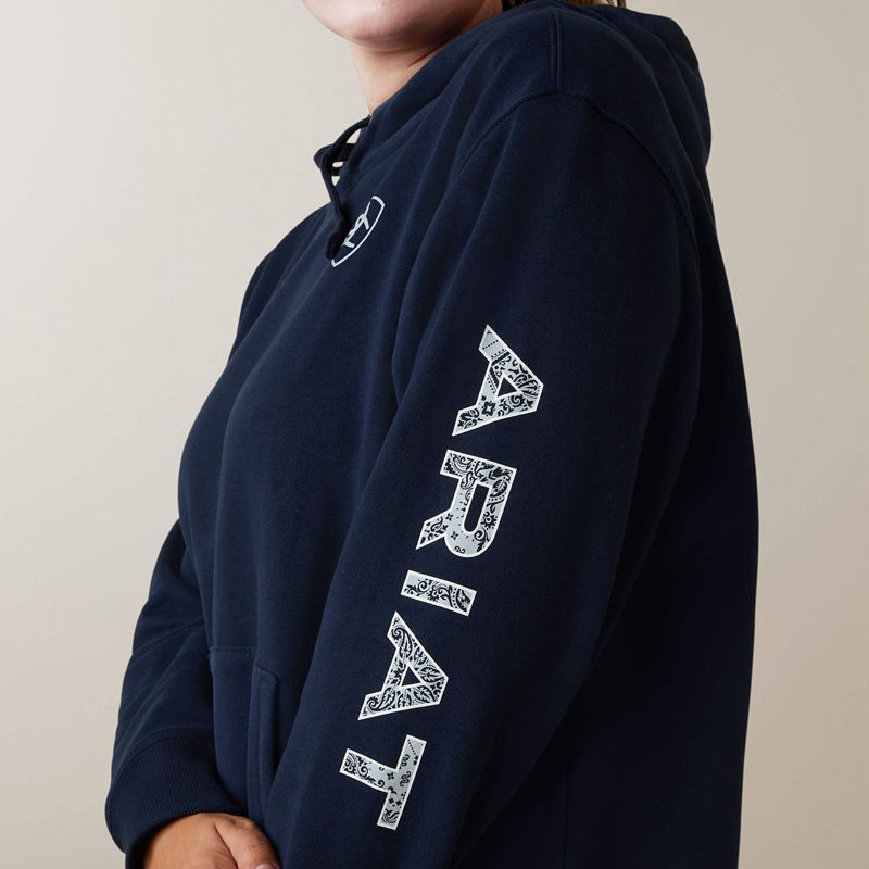 Navy Eclipse Ariat Logo Hoodie | 34QDCMAFV