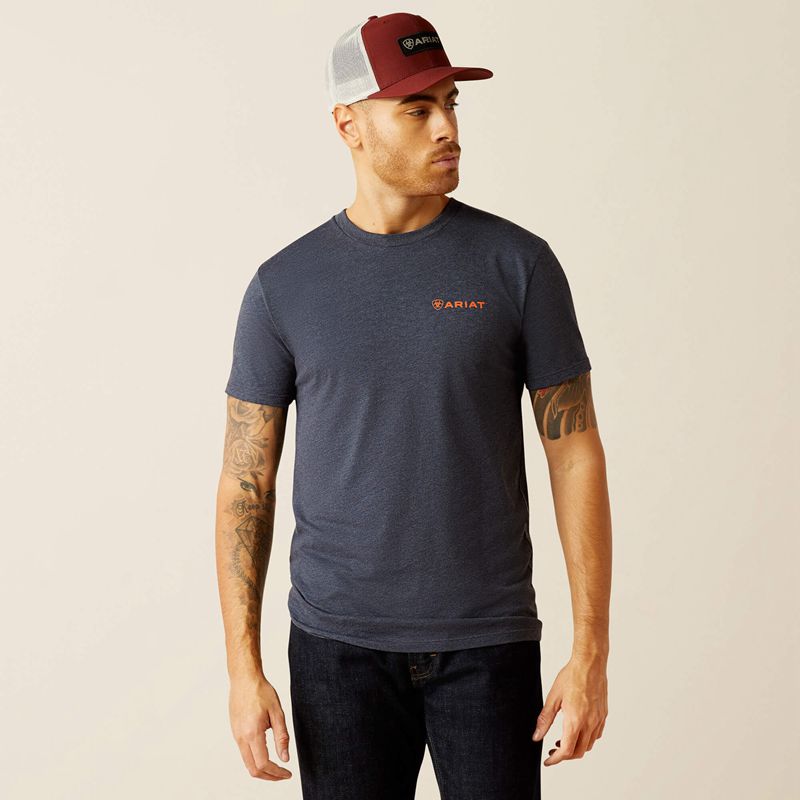 Navy Heather Ariat Eagle Rock T-Shirt | 09ISHWJPT