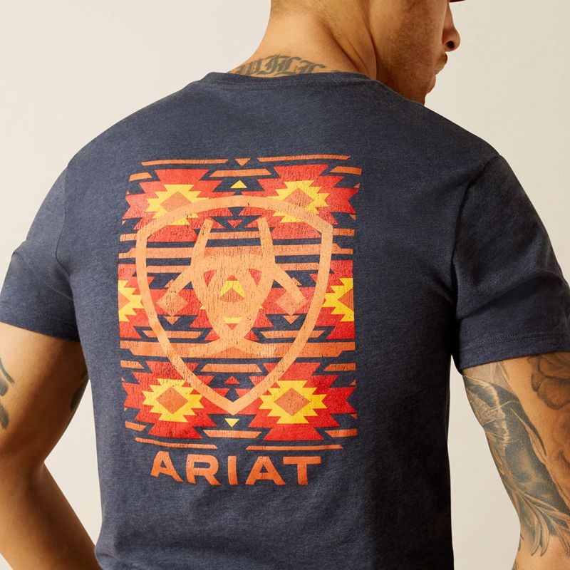 Navy Heather Ariat Eagle Rock T-Shirt | 09ISHWJPT