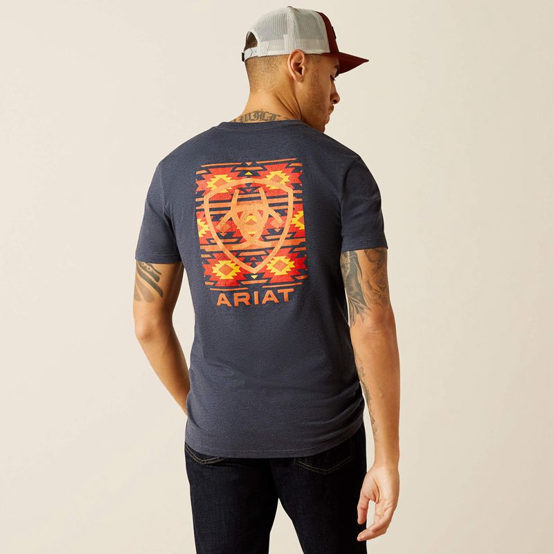 Navy Heather Ariat Eagle Rock T-Shirt | 09ISHWJPT