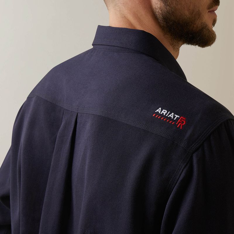 Navy Heather Ariat Fr Air Inherent Work Shirt | 08CRDIHQG